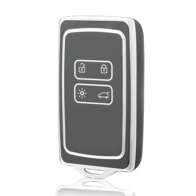 🔑🚗 OFF WE GO Autoschlüssel Hülle für Renault TPU Schlüsselhülle Cover - Grau Silber