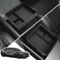 🚗 LANGBEAN Aufbewahrungsboxen für Tesla Model 3 Highland | Mittelkonsole Organizer 2 Stück Schwarz