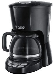 Russell Hobbs Kaffeemaschine [Digitaler Timer, Brausekopf für optimale Extraktion&Aroma] Textures+ (max 10 Tassen, 1,25l Glaskanne, Warmhalteplatte, Tropf-Stopp) Filterkaffeemaschine 22620-56, Schwarz