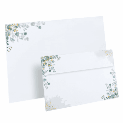 40 Stück Briefpapier mit Umschlag 💌 Gedrucktes Blattmuster Briefumschläge C6