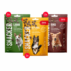 🐶🎉 MERA Snacker Mix-Pack ohne Getreide (6 x 200g) - Herzhaft softe Hundeleckerli