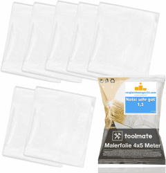 Angebot: 6x Abdeckfolie Maler - extra stark & dick - Malerfolie transparent 4x5 Meter