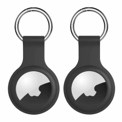 [2 Stück] AirTag Hülle Schlüsselanhänger - Schutzhülle Apple Airtags Silikon - Anhänger für Schlüssel, Taschen, Gepäck (Schwarz, 2 Stück) 2 Stück Schwarz 😎