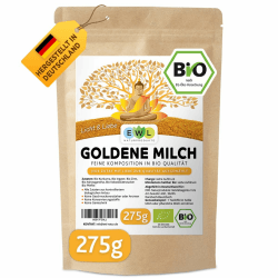 EWL Naturprodukte Bio Goldene Milch 275g - Golden Milk mit Kurkuma, Ingwer, Ashwaganda, Ceylon Zimt, Ceylon Pfeffer, Kokosblütenzucker