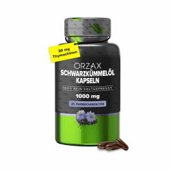 Orzax Schwarzkümmelöl Kapseln - 1000mg mit 20mg Thymochinon - Türkisch - 90 Kapseln 🌿