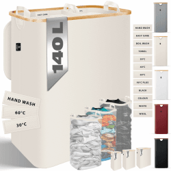 🌟 KESSER® Wäschekorb mit Deckel 2 Fächer faltbar 140 Liter Wäschebox 🧺🚿
