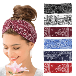 🌺🌈Haarbänder Damen Breite Elastische Weiche 6 Pcs Sommer Boho Stirnband Print Haarschmuck Yoga Sport Haarband Mehrfarbig Dünn Stirnbänder Mehrfarbig-A Angebot!