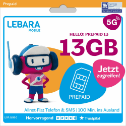 LEBARA Prepaid SIM-Karte mit Hello! 13 Prepaid Tarif 📱🌐🌍