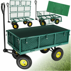tectake® Bollerwagen, Handwagen mit Seitenwand klappbar - grün