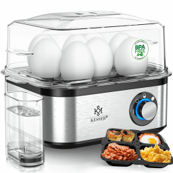 🍳 KESSER® Eierkocher für 1 bis 8 Eier elektrisch aus Edelstahl 500W & Warmhaltefunktion 🥚