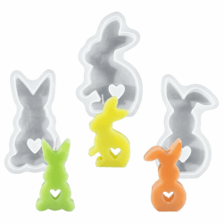YALiya Silikonformen Kerzen, 3 Stück Silikonform Osterhase 🐰🕯️