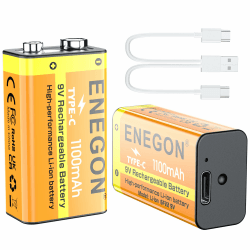 ENECON 2er-Pack 9V wiederaufladbare Lithium-Batterien mit USB-C-Schnellladung 🚀