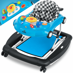 KIDIZ® 4in1 Lauflernhilfe Babywalker Spiel- und Lauflernwagen Gehfrei - Schaukelfunktion Babywippe mit Rollen, Licht, Musik,Spielecenter Esstisch Laufstuhl Laufhilfe babys ab 6 Monaten Klappbar Blau 🚼