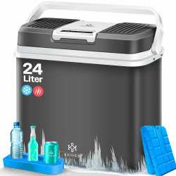 KESSER® 24 Liter Kühlbox | KÜHLT und WÄRMT | Thermo-Elektrische Kühlbox 12 Volt und 230 Volt | Thermobox für Auto, Boot & Camping | Mini-Kühlschrank mit ECO & MAX Modus | inkl. Kühlakkus Anthrazit 😎🔥