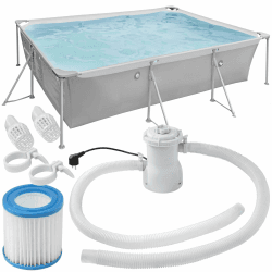 🏊‍♂️🌞🏡 tectake® Swimming Pool Komplettset - Schwimmbecken groß für Garten 🏊‍♀️🌿💦