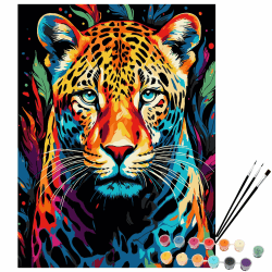 🎨🐆 EXERZ Malen-nach-Zahlen-Set: Leopard - 30 x 40 cm Leinwand mit Acrylpigmenten und Pinseln