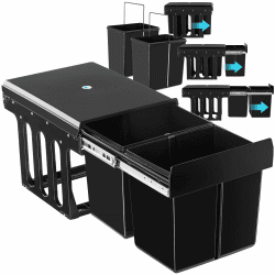 🌿🗑️ Tectake® Abfallsammler, Mülleimer 2 Fächer für Küchenschrank 🌿🗑️