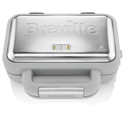 Breville DuraCeramic Waffeleisen 🧇 | Leicht zu reinigendes Waffeleisen mit Antihaftbeschichtung und tiefen, herausnehmbaren Platten | Weiß und Edelstahl [VST072X] Single Grau/Silber