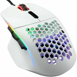 🎮 Glorious Gaming Model I Wired Gaming Mouse 🖱️ – superleichte 69 g, 2 tauschbare Tasten, RGB, PTFE-Füße, 9 programmierbare Tasten – Weiß Kabel Model I Mattweiß