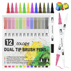 Dual Brush Pen Set, 12 Farben Doppelköpfige Filzstifte 🎨🖌️
