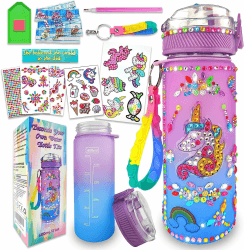 Idrese Geschenke für Mädchen 5-10 Jahre, Wasserflasche Diamond Painting Set 💎🧜‍♀️🦄