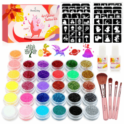 Glitzer Tattoo Set Mädchen - Eleanore's Diary 31 Biologisch Abbaubarer Glitzer, Temporäre Tattoo Kit