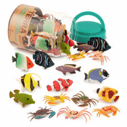 Terra 60-teilig Tierfiguren Sammlung 🐠🦀 Spielzeug Set – Clownfisch, Blauer Doktorfisch, Krabben und mehr