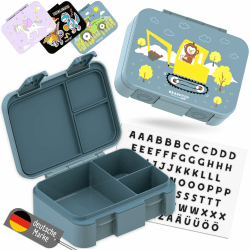 🌟 Sonderangebot! BEARFOOT Bento Box COMPACT | Brotdose Kinder mit Fächern Mädchen & Jungen (BPA-frei)