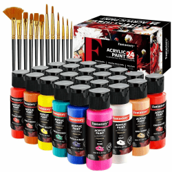 Fantastory Acrylfarben Set 24x 60ml,12 Pinsel 😍🎨