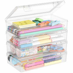 🖊️📦 Lifewit Stiftebox mit Snap-Dichtel Deckel, Hochwertiges Kunststoff Bürobedarf Organizer - 4er Pack