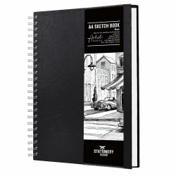 🎨 STATIONERY ISLAND A4 Skizzenbuch, 200 g/m² Dickes Papier, Spiralgebundener Zeichenbuch A4 Hardcover 📒
