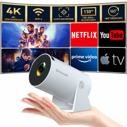 Polocsh Beamer, Mini Beamer mit WiFi6 und BT 5.2, Projektor Full HD 720P