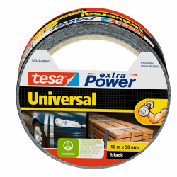 tesa Extra Power Universal Gewebeband - Gewebeverstärktes Ductape zum Reparieren, Befestigen, Bündeln, Verstärken oder Abdichten - Schwarz