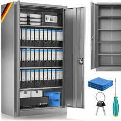 🔒 KESSER® Aktenschrank abschließbar mit Flügeltüren 180x80x40cm | Büroschrank aus Stahl 🗄️