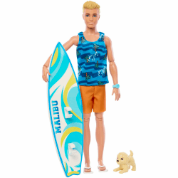 Barbie Ken Surfer Set 🏄‍♂️😎 - Bewegliche Blonde Ken-Puppe mit Surfbrett und Zubehör