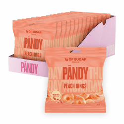 PÄNDY Peach Rings Low Carb Süßigkeiten 14 Beutel 🍑🍬 - Schwedische Süßigkeiten-Mischung