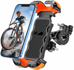 Glangeh Handyhalterung Fahrrad 🚴‍♂️ [Sicheres Schloss] 360° Drehbar Universal Handyhalterung Motorrad 🏍️ Vollständiger Schutz Handyhalter Fahrrad für Rennrad MTB Scooter 🛴 für 4,7-6,8 Zoll Smartphone Orange