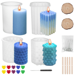 SUPERSUN 4 Pcs Silikonform Kerzeform mit 10 Kerzenwachs Farbe Kit 3D DIY Kerzen Gießen Formen Set 🕯️🎁