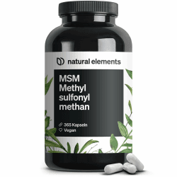 🌿 MSM Kapseln - 365 vegane Kapseln - Laborgeprüfte 1600mg Methylsulfonylmethan (MSM) Pulver