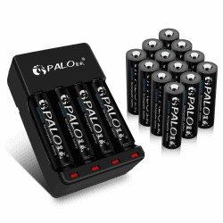 🔋🔌 PALO AA 600 mAh wiederaufladbare Akkus (16er Pack) + Ladegerät 🚀