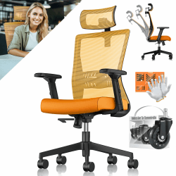 🌟 KESSER® Bürostuhl Ergonomisch mit verstellbaren Armlehnen | Drehstuhl mit Lendenwirbelstütze Rückenschonend 🪑