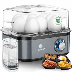 KESSER® Eierkocher für 1 bis 8 Eier elektrisch aus Edelstahl 500W & Warmhaltefunktion 🥚🍳