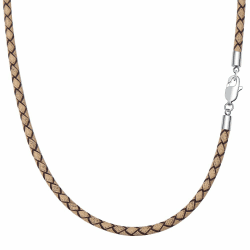 Viwind Geflochtene Vintage Lederkette mit Edelstahlverschluss