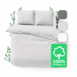 🌟 JACOBSON Bettwäsche 155x220 Set - 100% Baumwolle Bettbezug 155x220 cm + 2 Kissenbezüge 80x80 cm, Perkal Bettwäsche 3-teilig mit Reißverschluss (155x220cm, Hellgrau, 3-teilig) 🌟