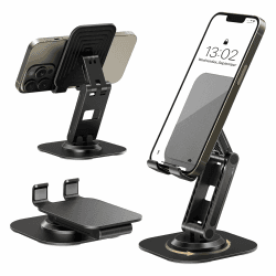 📱🌟 GlasFlength Handy Ständer Tisch | 360° Drehbarer Faltbarer Handyhalterung | Verstellbare Handyständer | Kompatibel mit iPhone & Samsung Galaxy