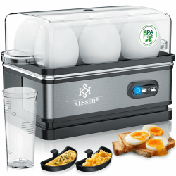 KESSER® Eierkocher für 1 bis 6 Eier elektrisch aus Edelstahl 400W & Warmhaltefunktion 🍳