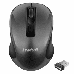 🖱️ LeadsaiL Kabellose Maus, 1600DPI, 2,4 GHz - Grau Gray
