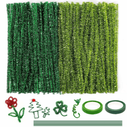 200 Stück Glitzer Grün Pfeifenreiniger Set für DIY Handwerksprojekte 🎨🌸