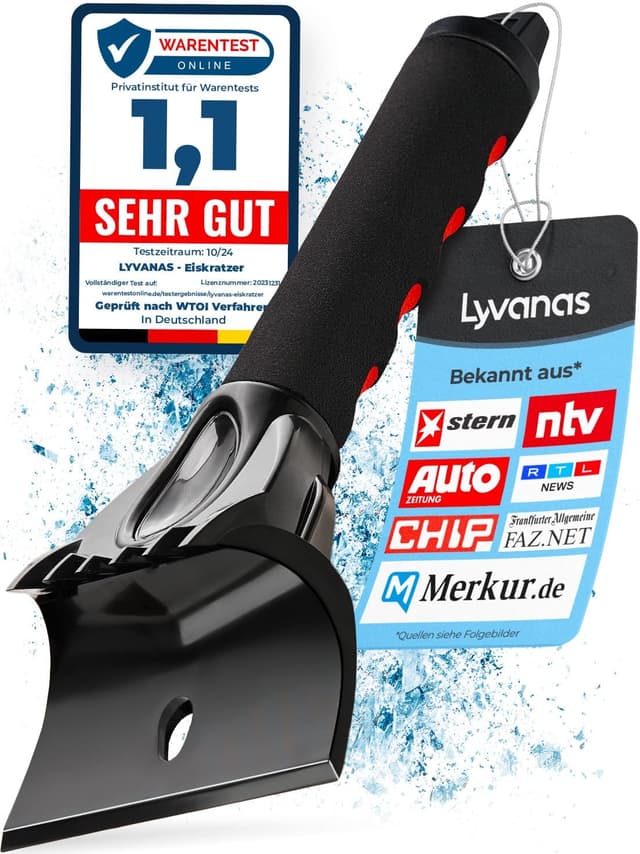 LYVANAS Eiskratzer Auto TESTSIEGER 2025* ❄️ - Ergonomischer Profi Scheibenkratzer Auto schnell & stark