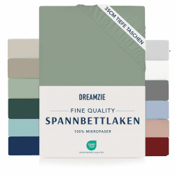 Traumzie Spannbetttuch 200x200cm 😍 - 35 cm Tiefe Tasche - 100% Mikrofaser Bettlaken - Hellgrün